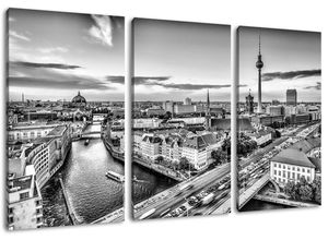 Pixxprint Leinwandbild Skyline von Berlin