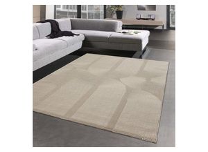 Teppich Moderner Recycling-Teppich • ovale Linienformen • in beige