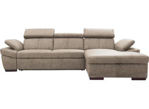 exxpo - sofa fashion Ecksofa Salerno, inklusive Kopfteil- und Armteilverstellung, wahlweise mit Bettfunktion, braun