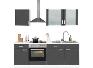 wiho Küchen Küchenzeile Husum, ohne E-Geräte, Breite 220 cm, grau|weiß