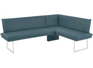 K+W Komfort & Wohnen Eckbank, mit Sattlernaht und schmaler Kufe, langer Schenkel rechts oder links, blau