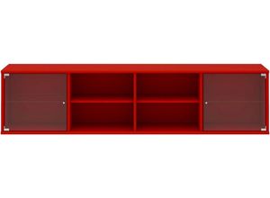 Hammel Furniture Regal Mistral, Hochwertig Lowboard, hängend/stehend montierbar, mit zwei Glastüren, B: 177 cm, lowboard, anpassungsbar Designmöbel, rot