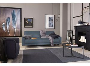 hülsta sofa 2,5-Sitzer hs.450, Armlehne niedrig, Fuß chromfarben glänzend, Breite 184 cm, blau|grau