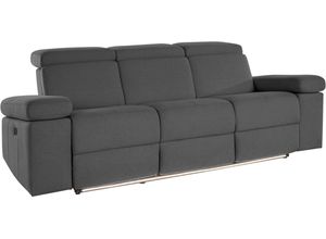 Places of Style 3-Sitzer Kilado, mit 2x Relaxfunktion, verstellbarer Armlehne, Kopfteilverstellung, grau