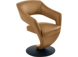 K+W Komfort & Wohnen Drehstuhl Kansas, Design Leder-Drehsessel mit hohem Sitzkomfort, Drehteller in schwarz, braun