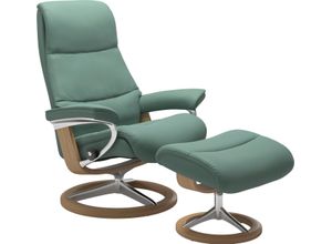 Stressless® Relaxsessel View (Set, Relaxsessel mit Hocker), mit Signature Base, Größe L,Gestell Eiche, grün