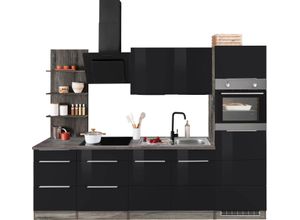 Kochstation Küchenzeile KS-Brindisi, mit E-Geräten, Breite 270 cm, schwarz