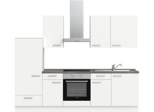 nobilia® elements Küchenzeile "elements basic", vormontiert, Ausrichtung wählbar, Breite 270 cm, mit E-Geräten, grau|weiß