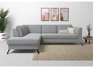sit&more Ecksofa Olsen, inklusive Sitztiefenverstellung, wahlweise mit Bettfunktion, 15cm hoch, grau