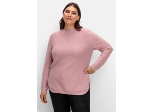 Pullover mit Stehkragen und gerundetem Saum, rosé, Gr.42