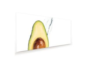 Primedeco Glasbild Wandbild Avocado auf Wassersplash mit Aufhängung