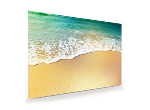 Primedeco Glasbild Wandbild Meerwasser und Sand mit Aufhängung