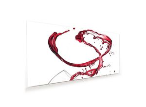 Primedeco Glasbild Wandbild Rotwein verspritzt mit Aufhängung