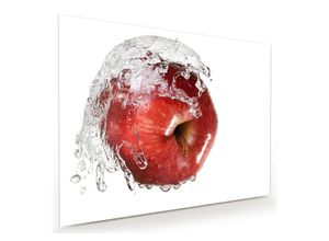 Primedeco Glasbild Wandbild Apfel in Wasserwelle mit Aufhängung