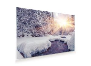 Primedeco Glasbild Wandbild Sonnenstrahlen im Winter mit Aufhängung