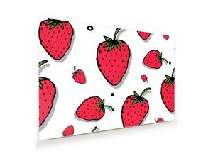 Primedeco Glasbild Wandbild Erdbeeren Illustration mit Aufhängung