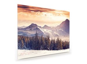 Primedeco Glasbild Wandbild Winter in Sonne und Nebel mit Aufhängung