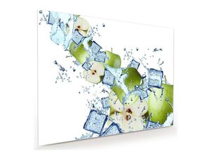 Primedeco Glasbild Wandbild Äpfel und Eiswürfel mit Aufhängung