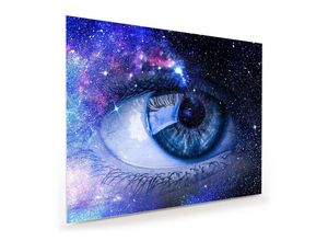 Primedeco Glasbild Wandbild Menschliches Auge im All mit Aufhängung