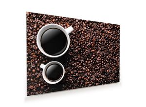 Primedeco Glasbild Wandbild Kaffeetassen gross und klein mit Aufhängung