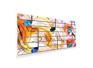 Primedeco Glasbild Wandbild Farbige Musiknoten mit Aufhängung