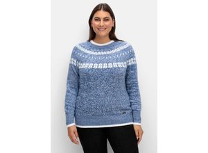 Norwegerpullover in melierter Optik, jeansblau, Gr.40