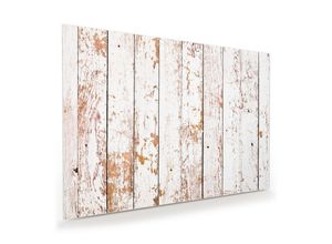 Primedeco Glasbild Wandbild Weisse Grunge Holz Textur mit Aufhängung