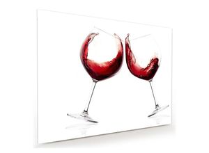 Primedeco Glasbild Wandbild Toast mit Rotwein mit Aufhängung