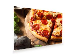 Primedeco Glasbild Wandbild Pizzaecke mit Aufhängung