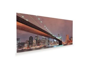 Primedeco Glasbild Wandbild NYC Brooklyn-Manhattan Blick mit Aufhängung