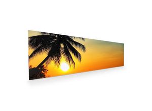 Primedeco Glasbild Wandbild Sonnenaufgang am Meer mit Aufhängung