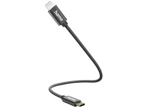 Hama USB-Ladekabel USB 2.0 Apple Lightning Stecker, USB-C® Stecker 0.20 m Schwarz 00201601