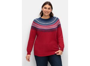 Norwegerpullover aus weicher Baumwolle, kirschrot, Gr.54