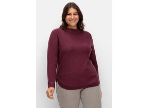 Pullover mit Stehkragen und gerundetem Saum, bordeaux, Gr.52