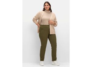 Gerade Hose mit hohem Rundum-Dehnbund, khaki, Gr.46