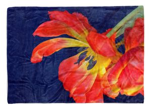 Sinus Art Handtücher Handtuch Strandhandtuch Saunatuch Kuscheldecke mit Fotomotiv Rote Blume Blüte N