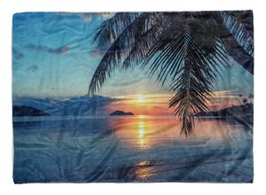 Sinus Art Handtücher Handtuch Strandhandtuch Saunatuch Kuscheldecke mit Fotomotiv Traumstrand Palmen