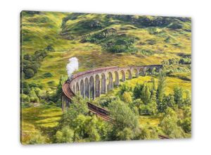 Pixxprint Leinwandbild Eisenbahnviadukt in Schottland