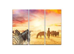 Bilderdepot24 Leinwandbild Zebras in der Savanne