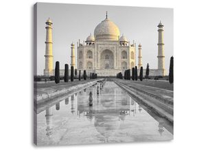 Pixxprint Leinwandbild Taj Mahal in ruhiger Umgebung