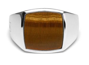 Sprezzi Fashion Siegelring Herren Ring Siegelring Silber und Gold mit Tigerauge Stein (inklusive Schmucketui und kostenlosem Silber-Pflegetuch geliert)