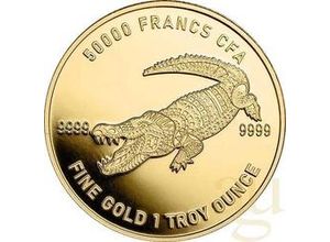 1 Unze Goldmünze Republic of Tschad Mandala Krokodil 2022