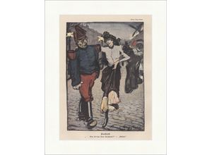 Kunstdruck Frankreich Henry Bing Paris Rekrut Laterne Uniform Kutsche Frau Jugend
