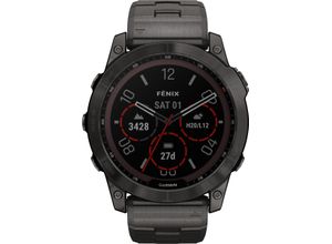 GARMIN Touchscreen Smartwatch FĒNIX® 7X SAPPHIRE SOLAR "010-02541-27", grau