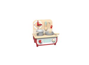 Tooky Toy 2 in 1 Kinder-Holzküche, Grill TF327 Kochplatten, Grillplatte, Gemüse rot