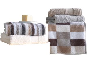 unisex Handtuch in beige-gestreift ,Größe 50x100 cm - Handtuch, Witt Weiden, 100% Baumwolle
