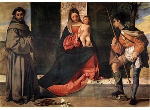 Kunstdruck Madonna mit dem heiligen Antonius Tizian Tizano Vecellio Sankt H A3 02