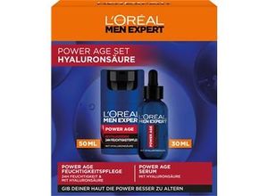 L’Oréal Paris Men Expert Collection Power Age Geschenkset 24H Revitalisierende Feuchtigkeitspflege 50 ml + Hyaluronsäure Serum 30 ml