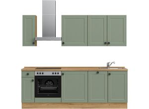 nobilia® Küchenzeile "Cascada basic", vormontiert, Ausrichtung wählbar, Breite 240 cm, ohne E-Geräte, grün