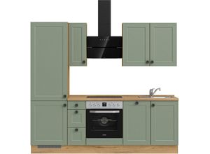 nobilia® Küchenzeile "Cascada premium", vormontiert, Ausrichtung wählbar, Breite 240 cm, mit E-Geräten, grün